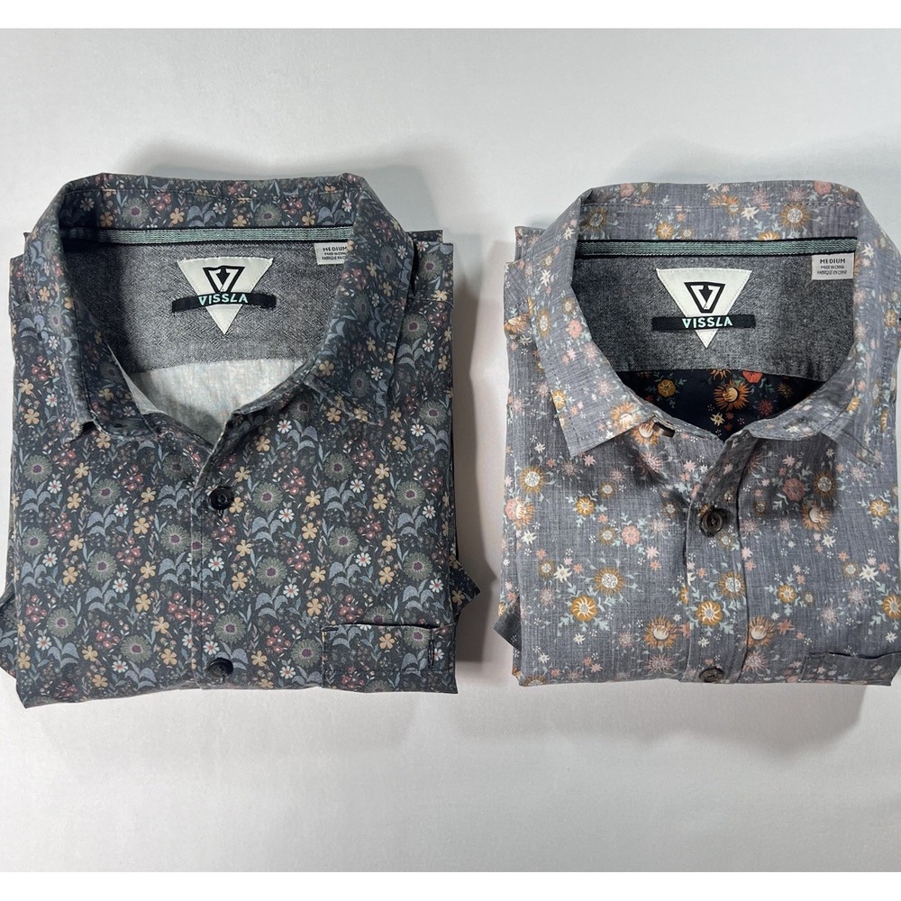 VISSLA Floral Superbloom Cotton Short Sleeve Button Down Shirt Size M BUNDLE LOT